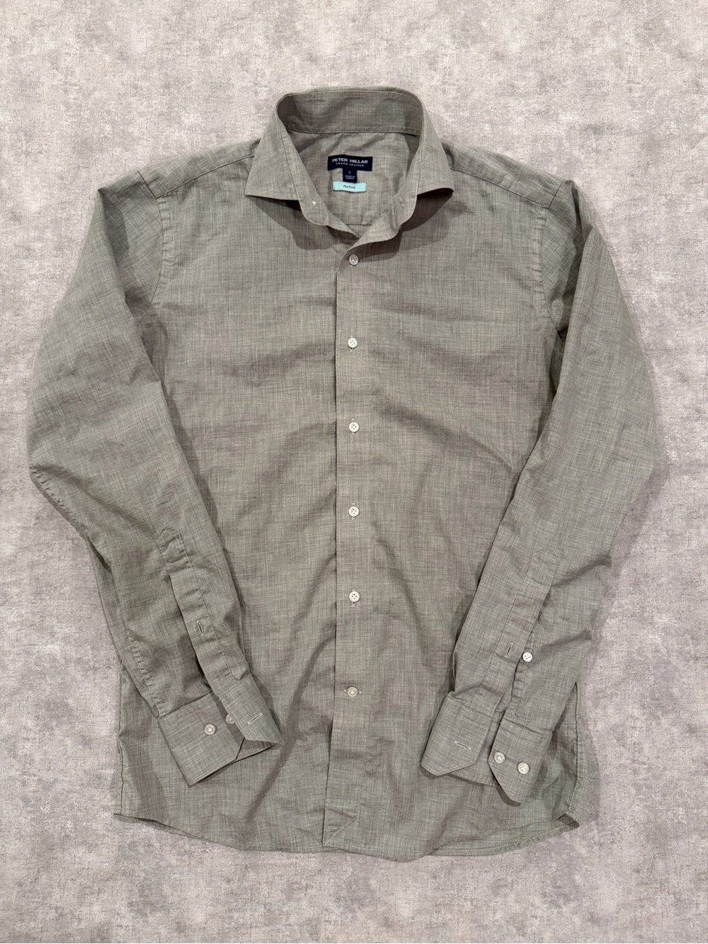 Peter Millar Heather-Grey Long-Sleeve Button-Up Dress Shirt